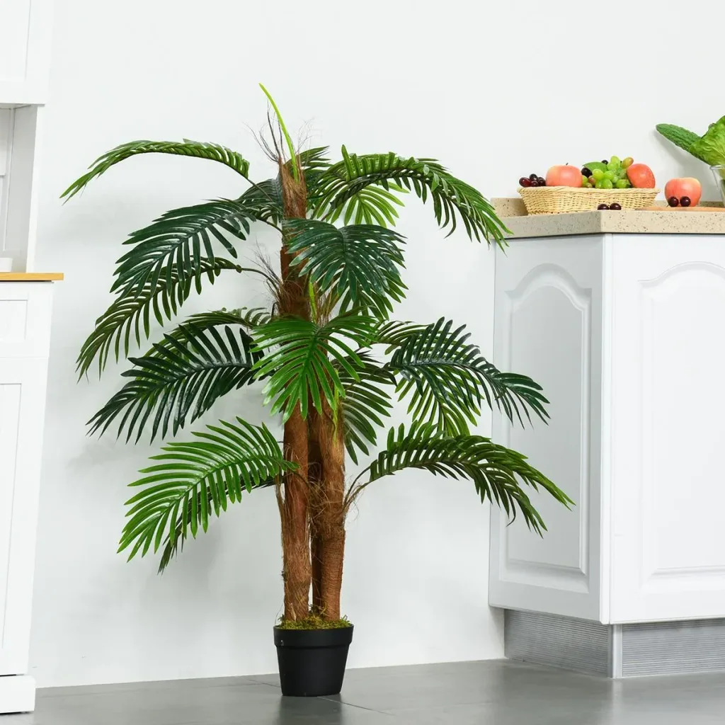 künstliche Pflanzen 120 cm künstlicher Palmen Palme Kunstpflanze Zimmerpflanze Dekopflanze Büropflanze Kunststofftopf fü