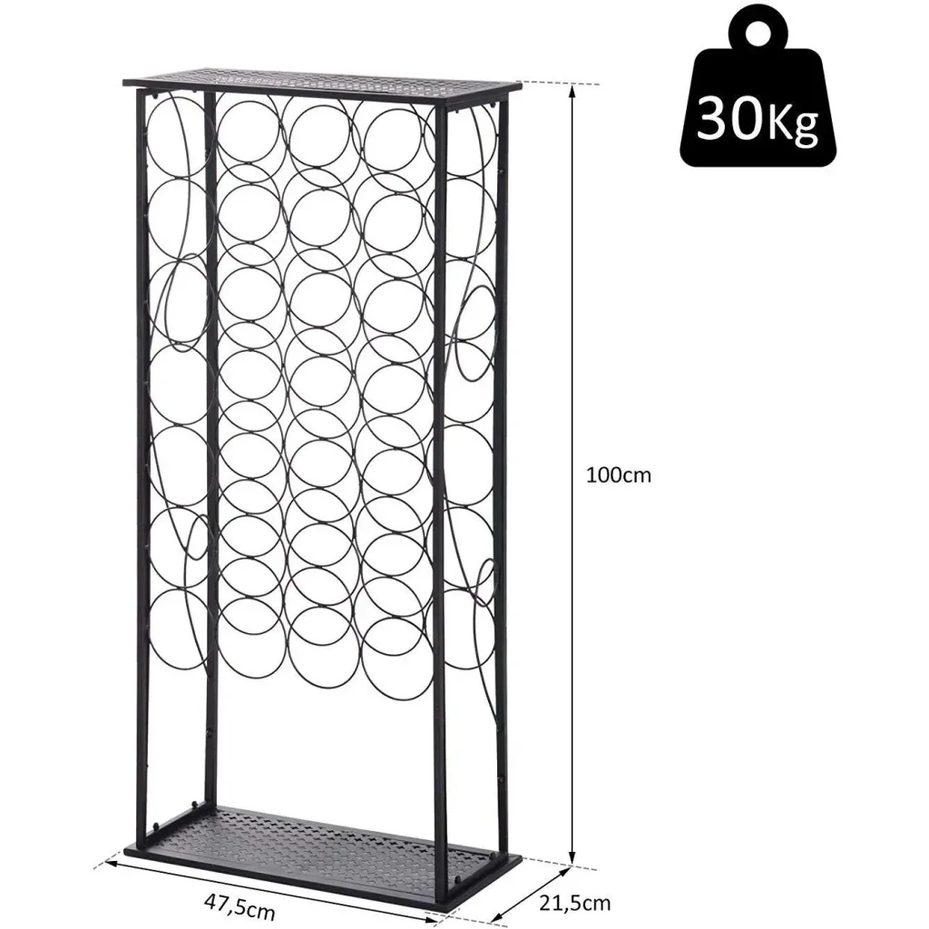 Weinregal Flaschenregal Weinständer für 28 Flaschen Weinschrank Metall Schwarz 47,5 x 21,5 x 100 cm