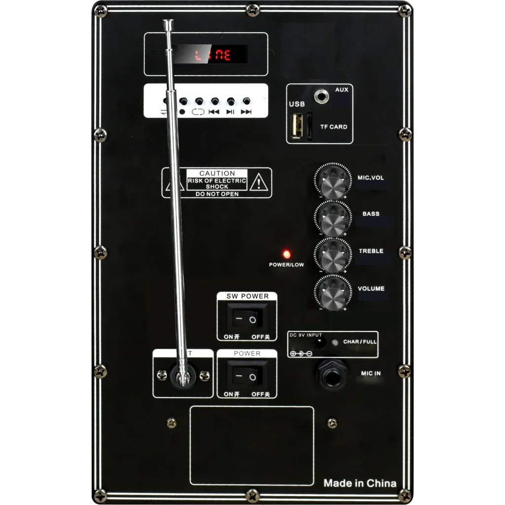 VT-6312 Mobiler, batteriebetriebener Lautsprecher mit Bluetooth, kabelgebundenem Mikrofon und LED-Lichteffekt - RGB - 35