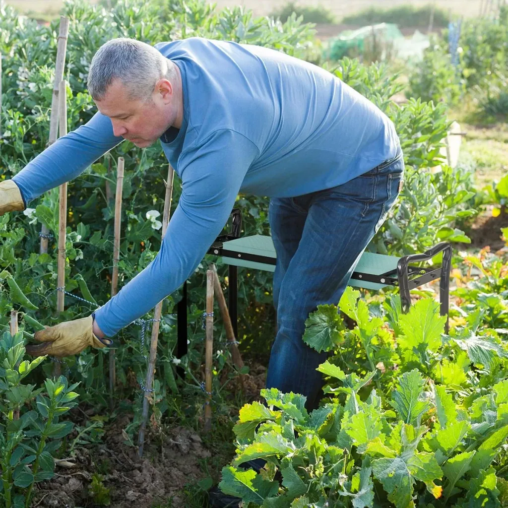 Kniebank für Gartenarbeit Klappbarer Gartenhocker Gartenbank Kniehilfe bis 150 kg EVA-Schaumstoff Stahl Dunkelgrün 58 x