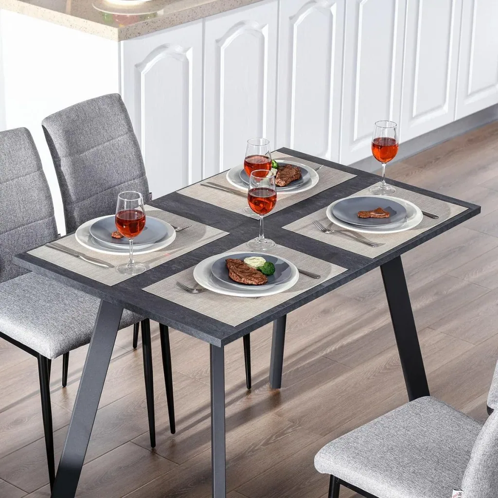 Esstisch Küchentisch mit Metallbeinen und geräumiger Tischplatte Holztisch Dunkelgrau MDF Metall 110 x 70 x 76 cm