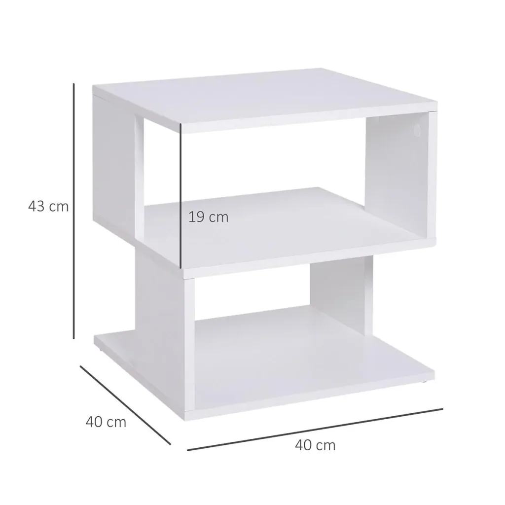 Beistelltisch Betttisch mit modernes Design, Spanplatte, Weiß, 40x40x43 cm