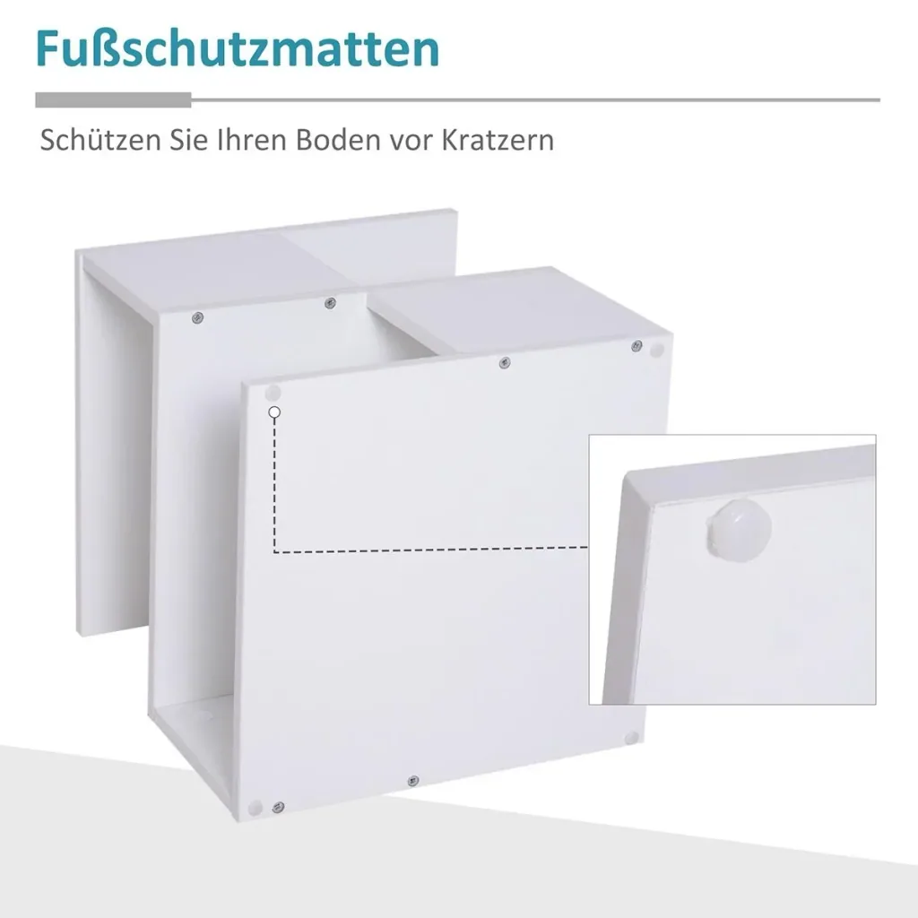 Beistelltisch Betttisch mit modernes Design, Spanplatte, Weiß, 40x40x43 cm