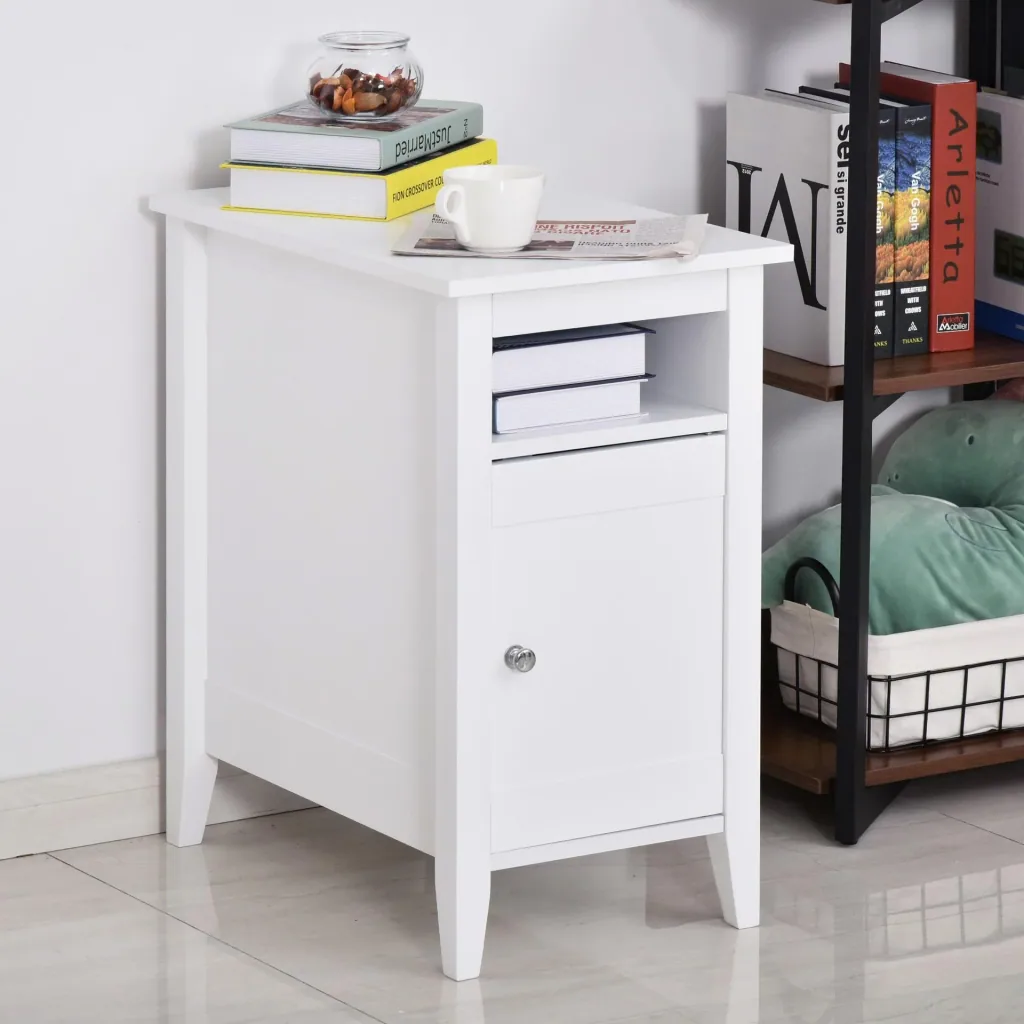 Beistelltisch mit Schrank, weiß