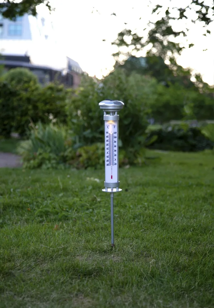 Solar Thermometer mit warmweißem LED Licht