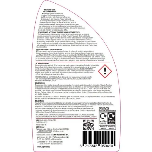 Flecken- und Geruchsentferner für Haustiere - 750ml