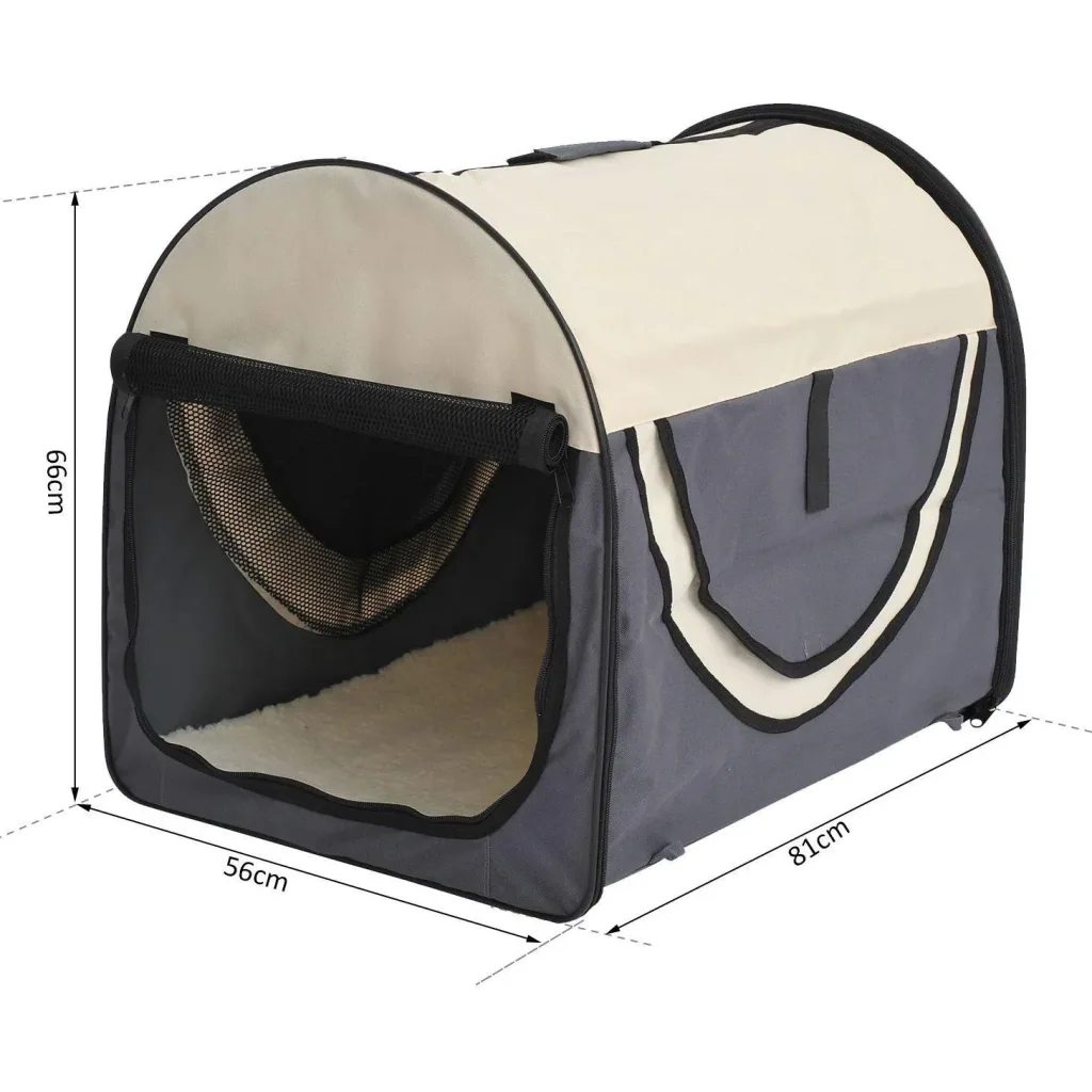 Hundetransportbox, faltbar, Größe XL - 81x56x66 cm, dunkelgrau-creme