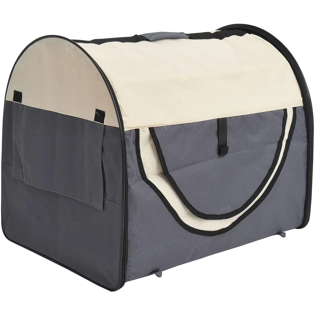 Hundetransportbox, faltbar, Größe XL - 81x56x66 cm, dunkelgrau-creme