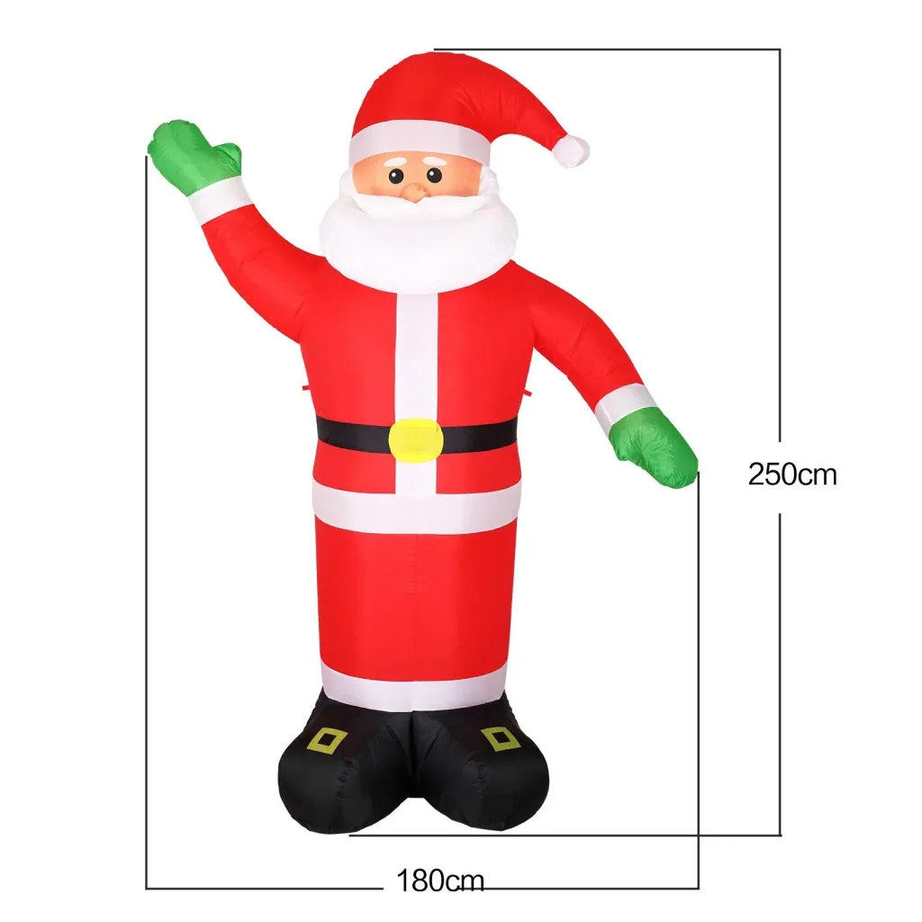 Weihnachtsmann aufblasbar XXL mit Beleuchtung 250 x 180 x 115cm