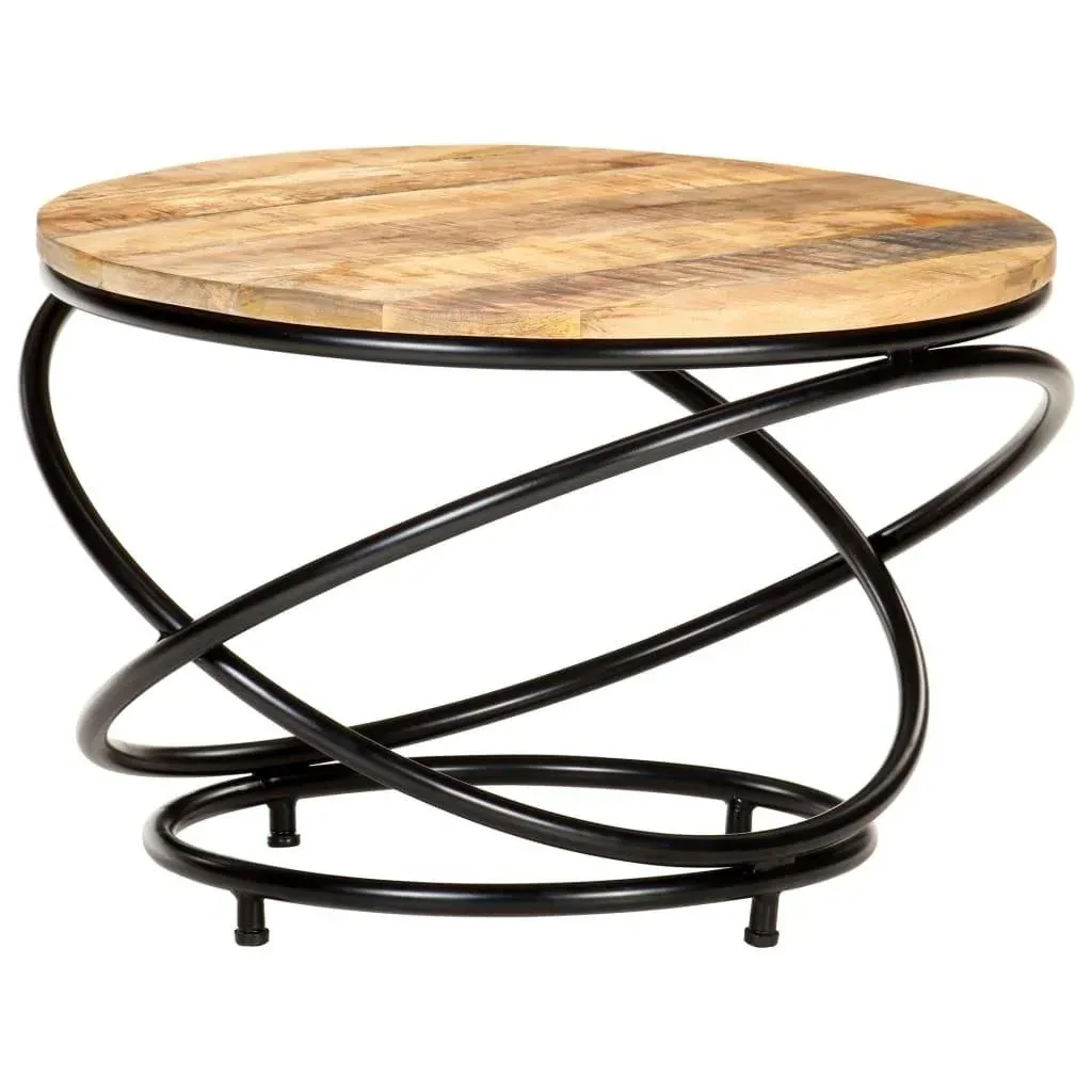 Couchtisch 60x60x40 cm Mangoholz massiv roh schwarz