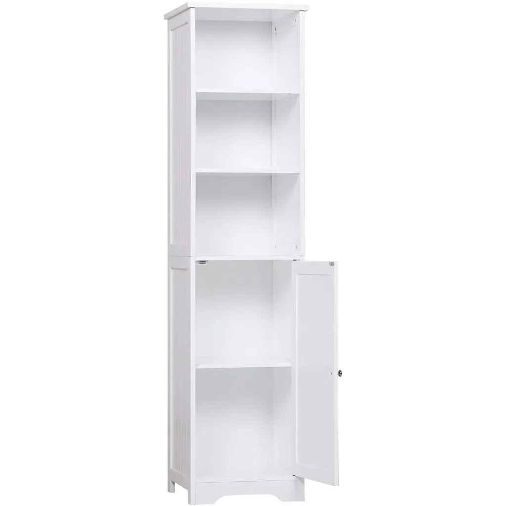 Kommode Badezimmerschrank Badschrank Badregal Standschrank verstellbare Regale Holz Weiß 40 x 38 x 160 cm