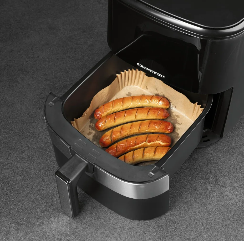 Backpapier-Schalen, 100 Stück zu 601414 Heißluft-Fritteuse Digital, 6,2 Liter, 1500 Watt