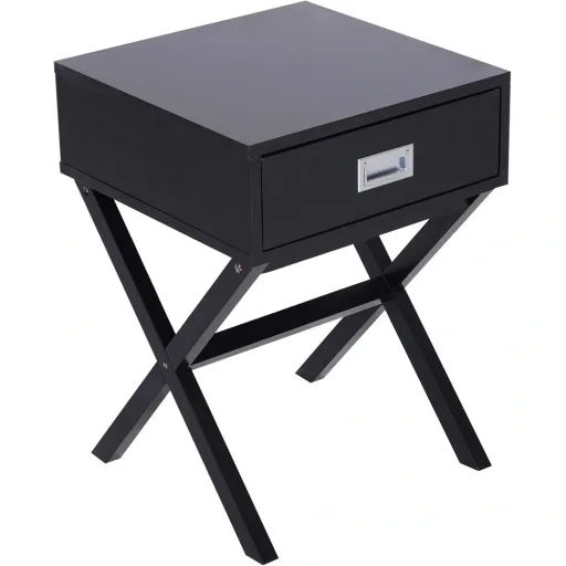 Nachttisch Nachtkommode Flurkommode mit Schublade Holz schwarz 40 x 40 x 55 cm