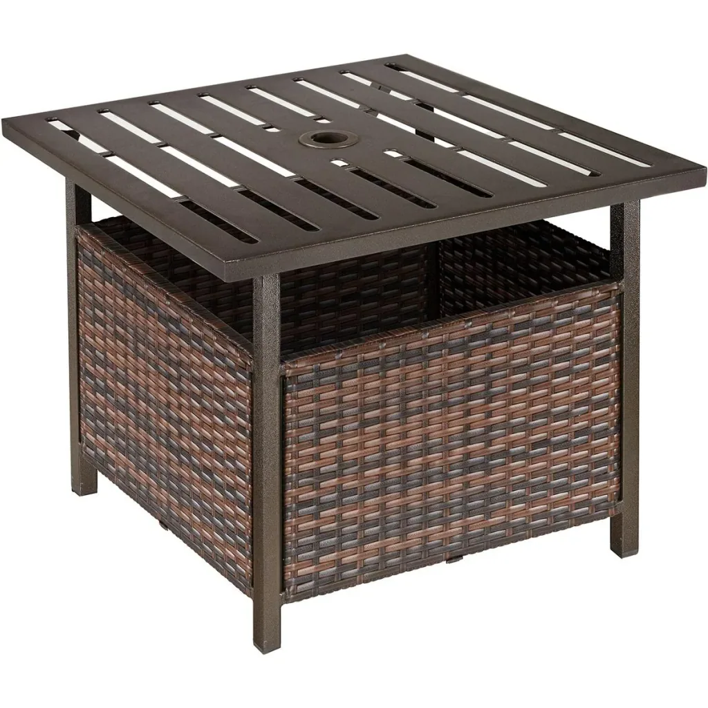 Gartentisch mit Schirmloch braun