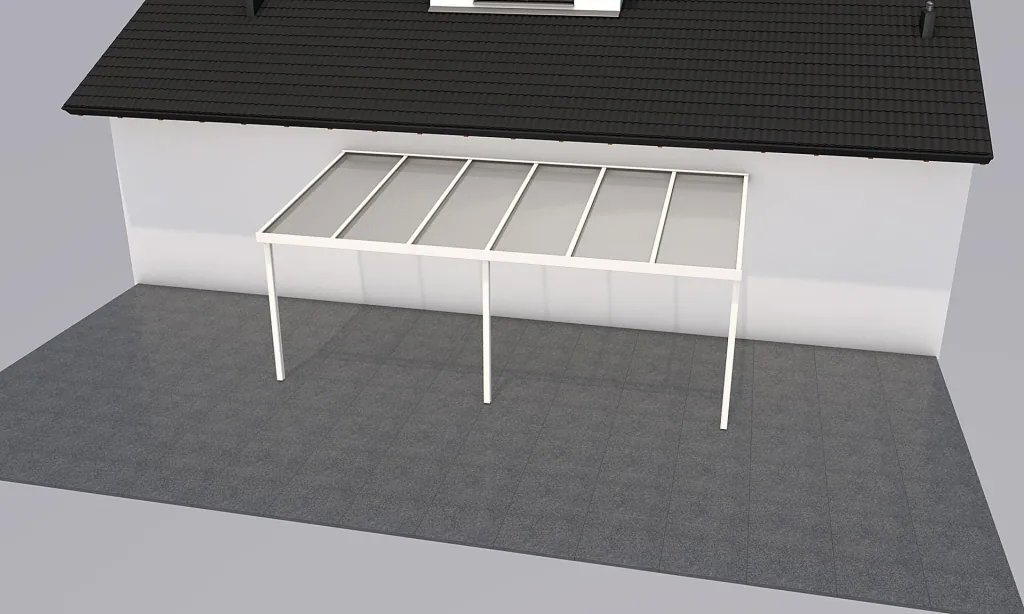 Terrassendach Premium, weiß, 6110 x 3060 mm - Polycarbonat Stegplatten 16 mm, bronze
