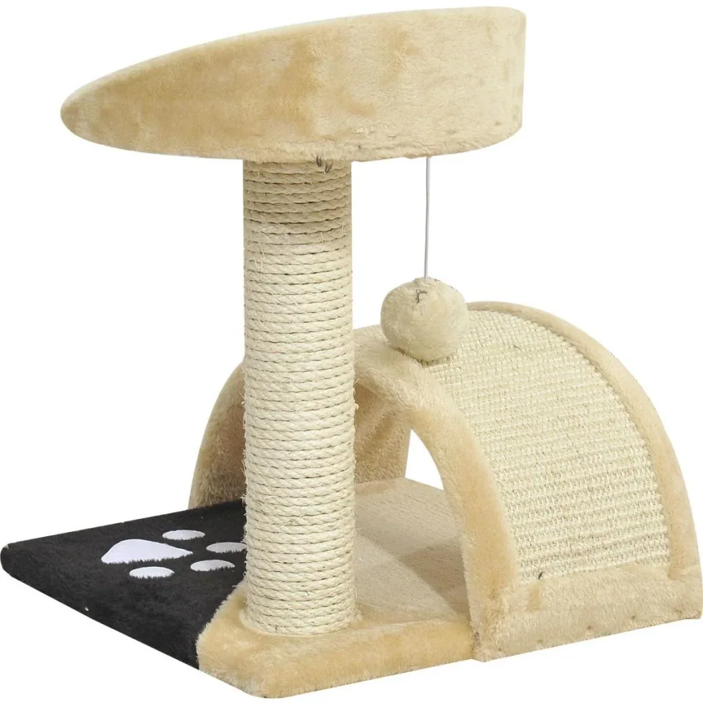 Katzenbaum mit Plüsch beige