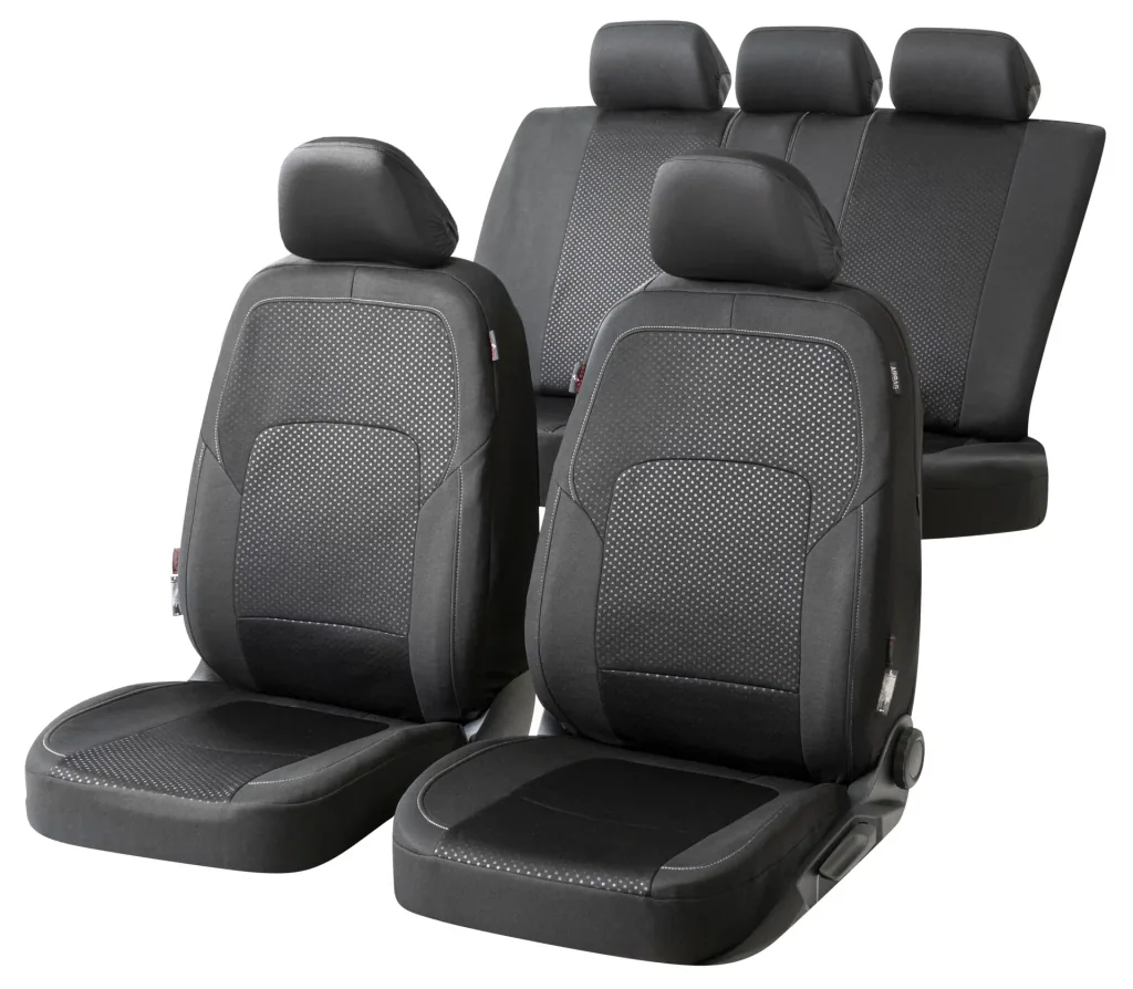 Autositzbezug Logan Premium , schwarz-silber , Komplettset 14-teilig