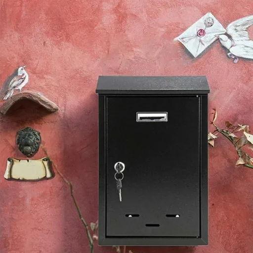 Briefkasten mit 2 Tasten - schwarz - 285x200x60 mm