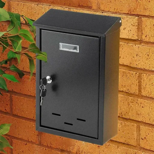 Briefkasten mit 2 Tasten - schwarz - 285x200x60 mm
