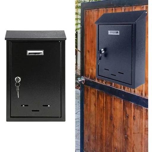 Briefkasten mit 2 Tasten - schwarz - 285x200x60 mm