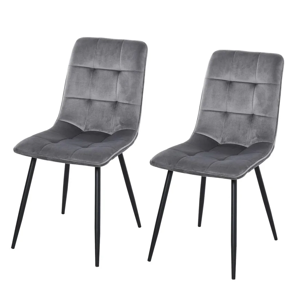 2er-Set Esszimmerstuhl Küchenstuhl Esstisch Schaumstoff Metall Grau+Schwarz 45 x 63 x 90 cm