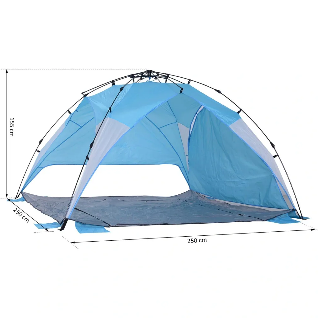 Automatik Strandmuschel Pop up Zelt Outdoor mit Boden Fenster Tragetasche 3 4 Personen 250 x 250 x 155 cm