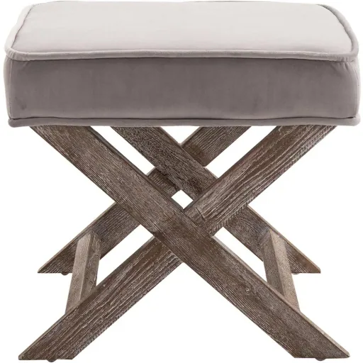 Fußhocker Sitzhocker Fußbank Sitzbank Chesterfield Polsterhocker Fußablage Samt grau 49,5 x 45 x 41 cm