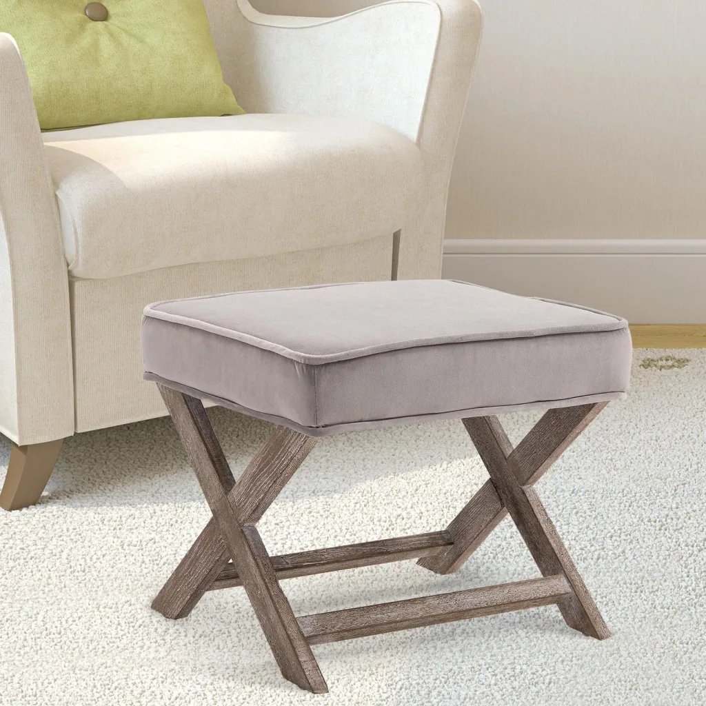 Fußhocker Sitzhocker Fußbank Sitzbank Chesterfield Polsterhocker Fußablage Samt grau 49,5 x 45 x 41 cm