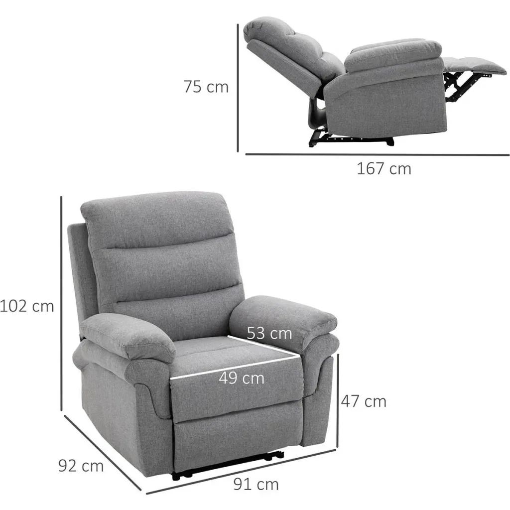 Relaxsessel mit Liegefunktion Einzelsofa Verstellbar Liege 165° neigbar Liegesessel Ruhesessel Fernsehsessel für Wohnzim