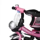Kinderdreirad - Pink - Schiebestange, klappbares Dach, klappbare Fußstütze, Korb