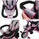 Kinderdreirad - Pink - Schiebestange, klappbares Dach, klappbare Fußstütze, Korb