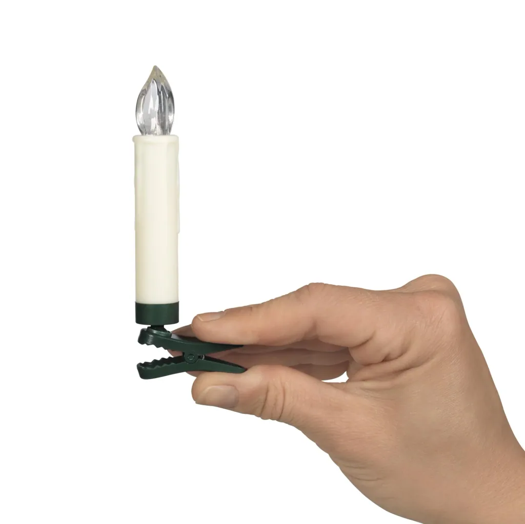 Kabellose LED-Weihnachtsbaumkerzen, Creme-Weiss, batteriebetrieben, mit Clip-Halterung und Fernbedienung, warm-weiß, 16 Stück