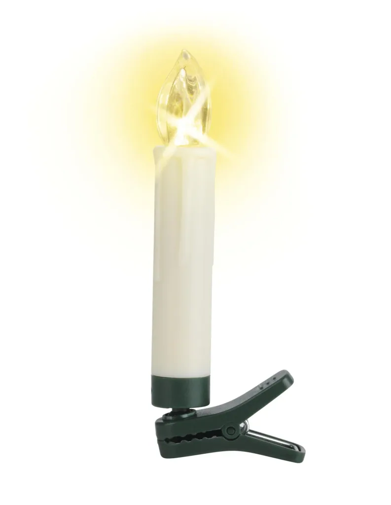 Kabellose LED-Weihnachtsbaumkerzen, Creme-Weiss, batteriebetrieben, mit Clip-Halterung und Fernbedienung, warm-weiß, 16 Stück