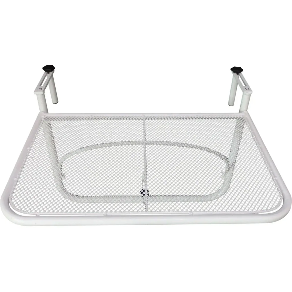 Balkonhängetisch Hängetisch höhenverstellbar viereckig Terrasse Metall Weiß L60 x B56,5 x H45 cm