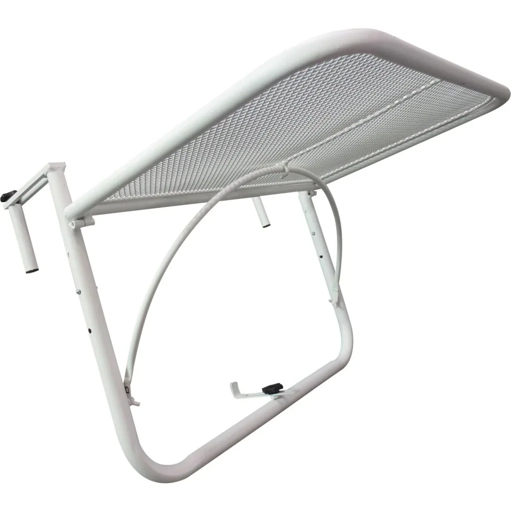 Balkonhängetisch Hängetisch höhenverstellbar viereckig Terrasse Metall Weiß L60 x B56,5 x H45 cm