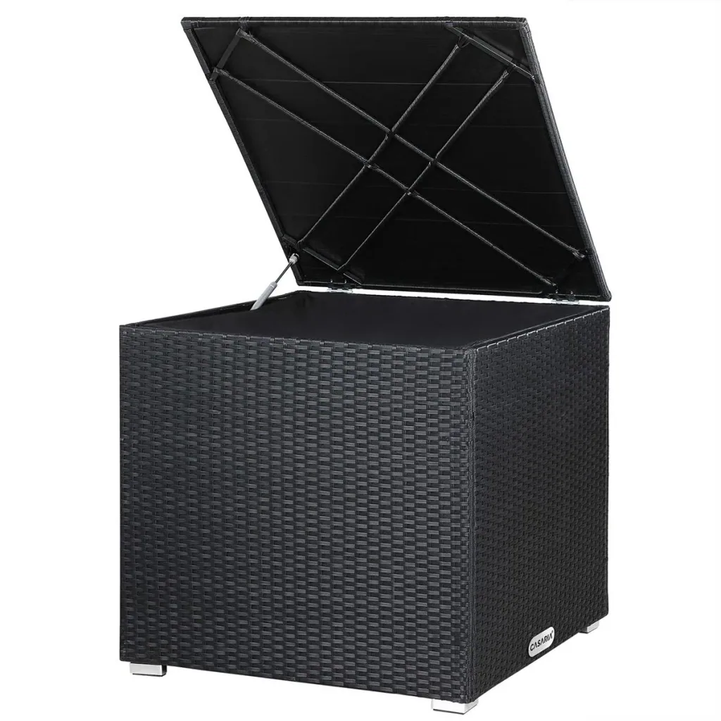 Aufbewahrungsbox - Kissen, Garten - Poly-Rattan - Schwarz - 75x75x70cm