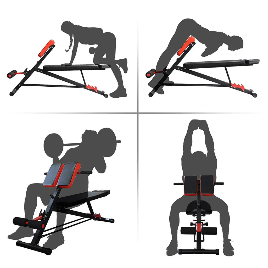 Hantelbank Fitnessbank Schrägbank Multifunktion Bauchtrainer Verstellbar Edelstahl Schwarz 64 x 146 x 73,5-85 cm