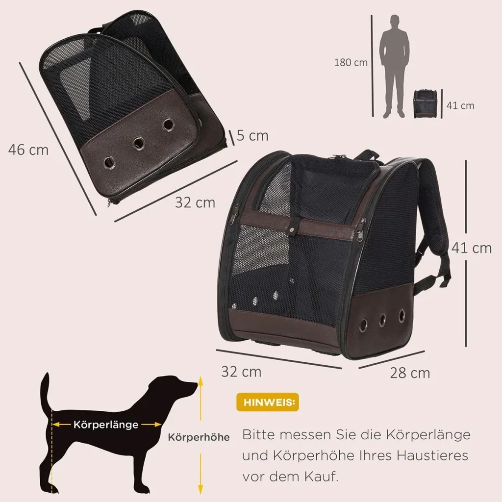 Hunderucksack Katzenrucksack klappbar mit atmungsaktivem Netzgewebe Outdoor Faltbarer Raum Katzen Hunde Tragetasche Max.