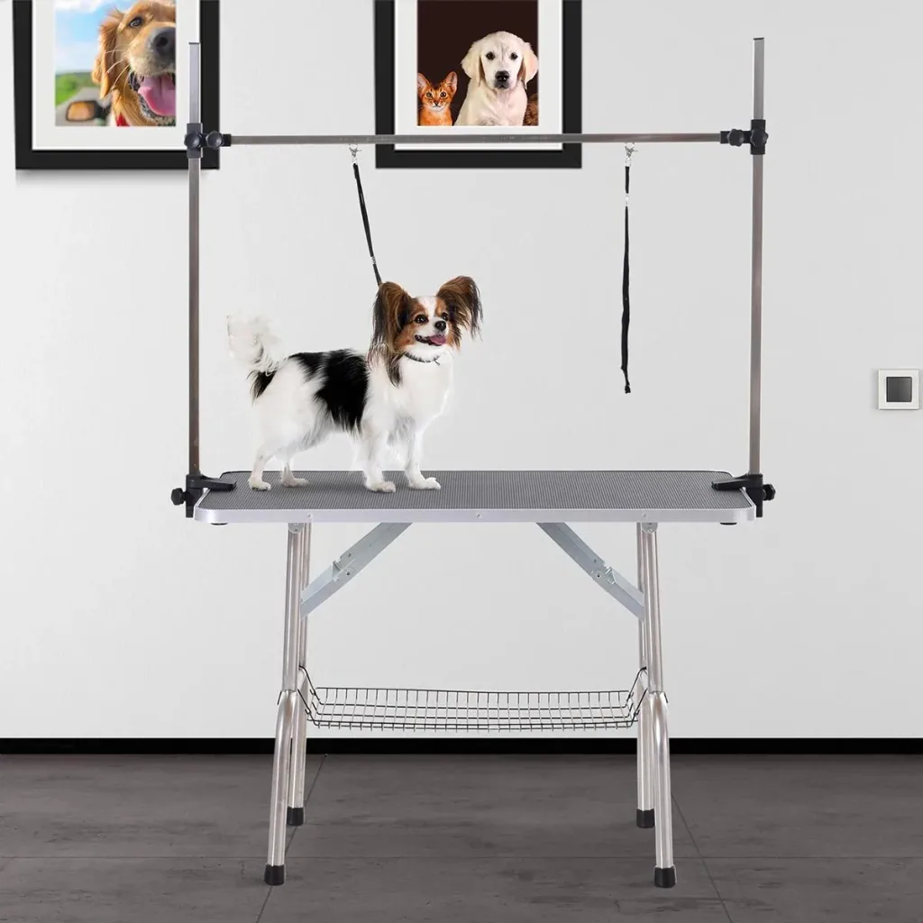 Trimmtisch Tierpflegetisch Schertisch Pflegetisch mit Unterkorb für Hunde höhenverstellbar klappbar Edelstahl Metall Sch