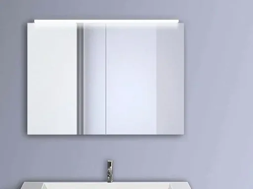 Spiegelschrank Bad mit Beleuchtung, "Mirage" - 50 x 70 cm - Lichtfarbe neutralweiß - Aluminiumkorpus