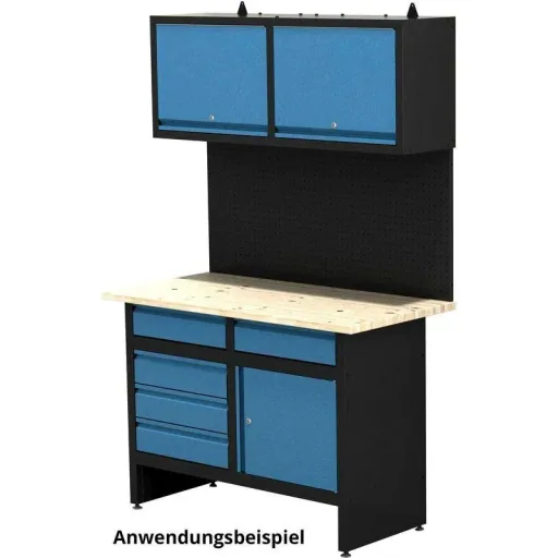 Stahlwerkzeugtafel GL1200 - Gelocht - 55x120x2 cm - Schwarz