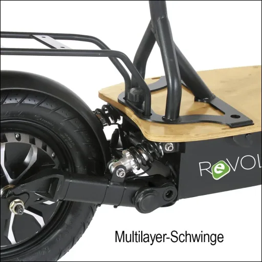 E-Roller "Revoluzzer" Safety 20 km/h inklusive Blinkanlage und Gepäck-Case schwarz