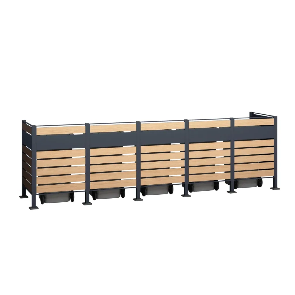 Mülltonnenverkleidung Planum 5er Box, 120 cm, holzoptik