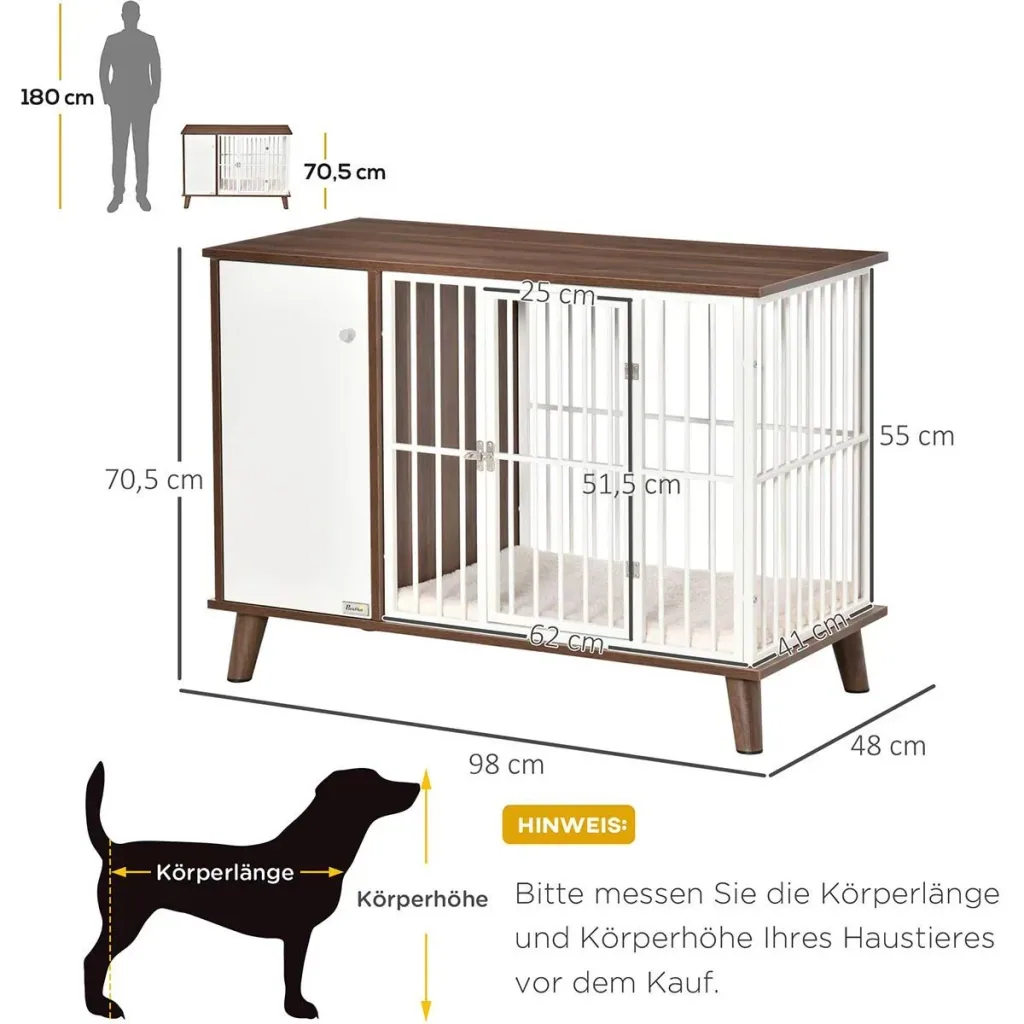 Hundekäfig aus Holz mit Schrank Kissen Tischoberfläche erhöhtes Design Hundebox für mittelgroße kleine Hunde innen Zuhau