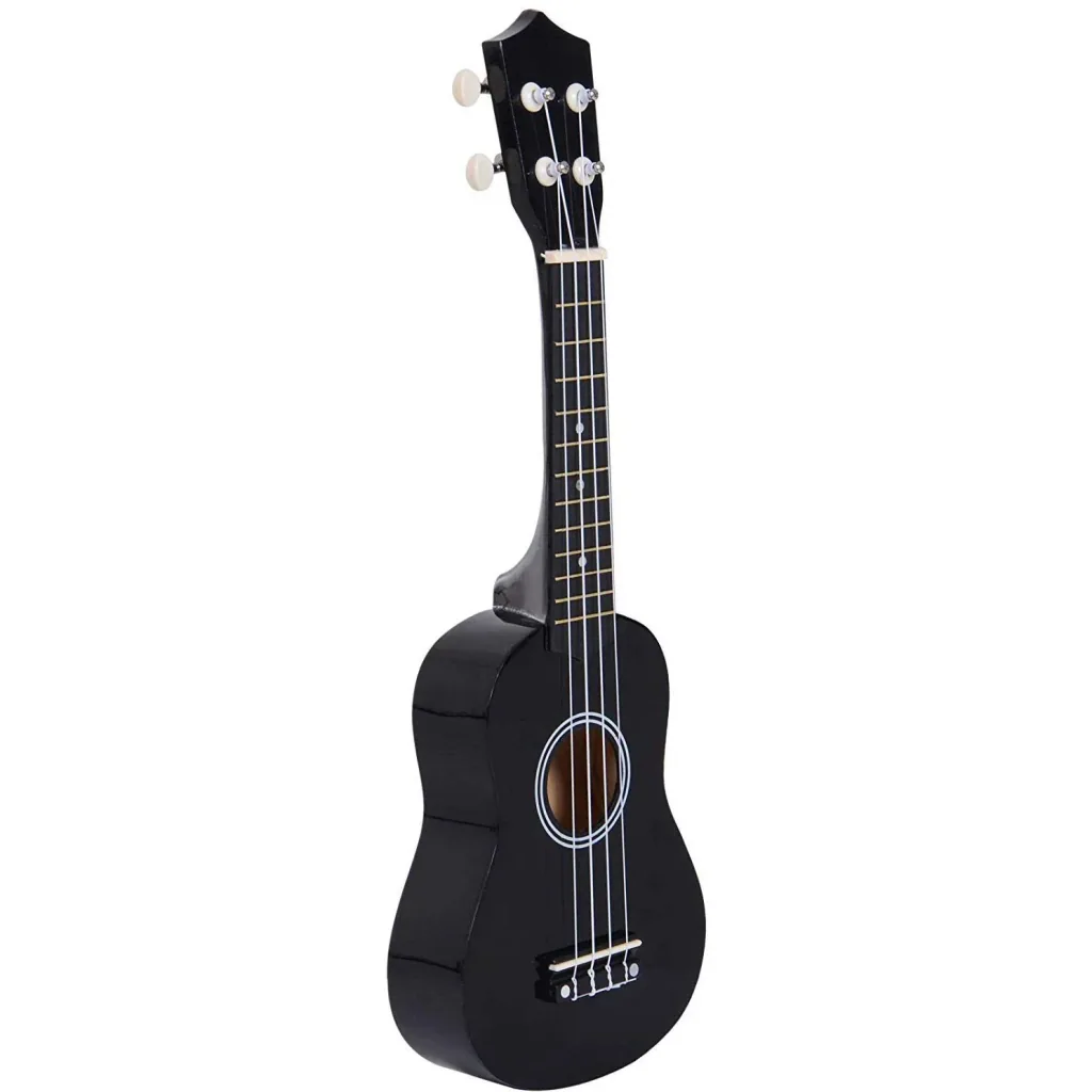 Ukulele Saiteninstrument Anfänger Nylonsaiten Birkenholz Schwarz 53 x 17,5 x 6,2 cm