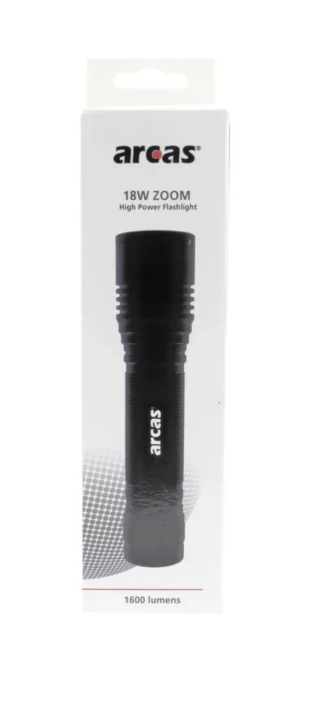 Hochleistungstaschenlampe ARCAS 18 Watt aus stabilem Aluminium, 1600 Lumen