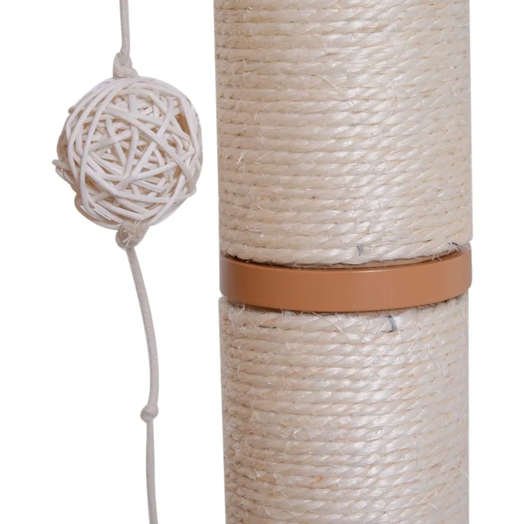 Kratzbaum Katzenspielzeug Kletterbaum Sisal Polster Liegefläche Ball natur 60 x 40 x 120 cm
