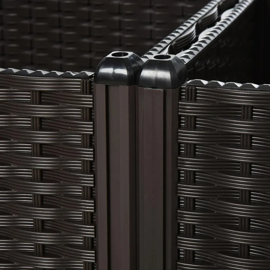 4-teiliges Hochbeet in Rattan-Optik dunkelbraun