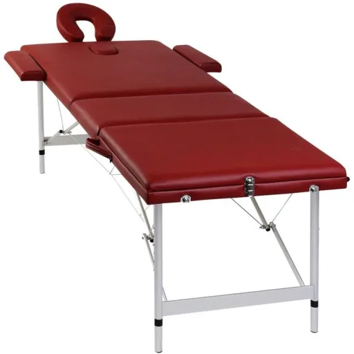 Klappbare Massageliege 3 Zonen mit Aluminiumrahmen (rot)