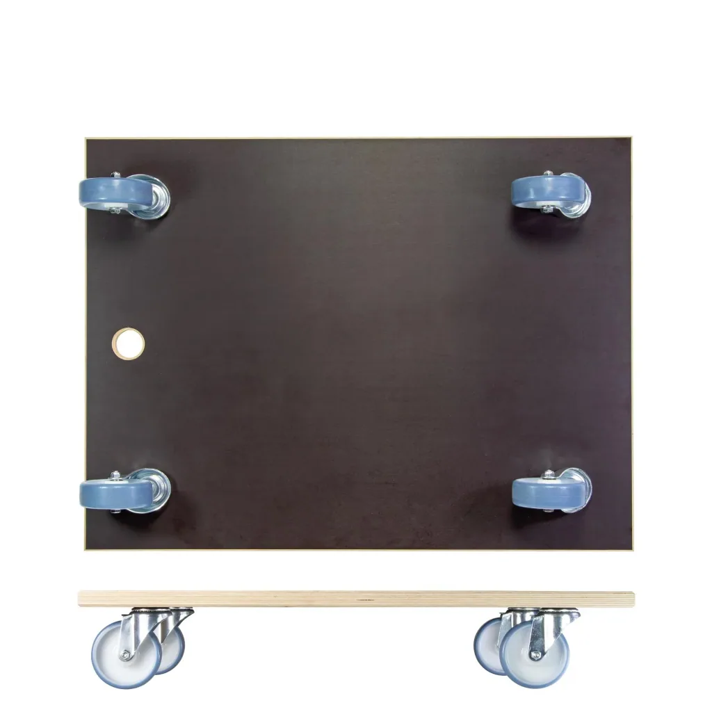 Transporthilfe MM 1147, 78 x 59 x 15 cm, softe Rollen Ø 100 mm, Rollenlager, Platte Maxigrip FSC®, Tragkraft 500 kg
